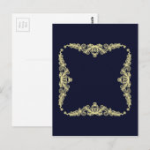 Wraath of Gold Blume on Navy Blue Postkarte (Vorne/Hinten)