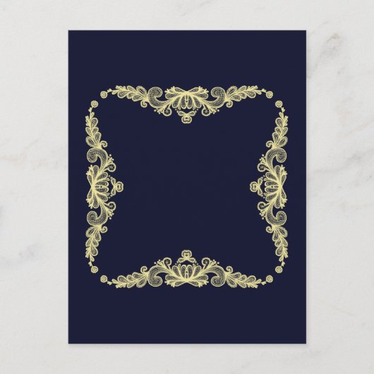 Wraath of Gold Blume on Navy Blue Postkarte (Vorderseite)