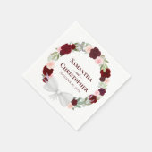 Wraath of Rose Burgundy Red & Pink Wedding Serviette (Ecke)