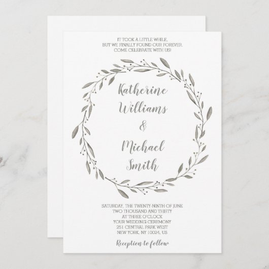 Wraath Wedding Einladungen für die Zweite Ehe (Vorne/Hinten)