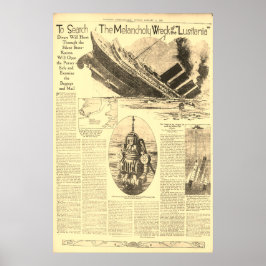 Wrack der Zeitung Lusitania Poster
