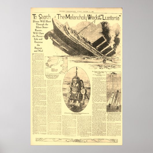 Wrack der Zeitung Lusitania Poster (Vorne)