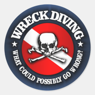 Wrack Diving (Skull) Runder Aufkleber