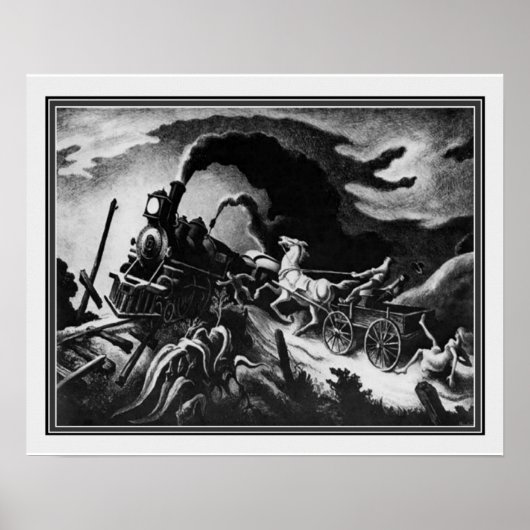 "Wrack of the Old '97" von Thomas Hart Benton 16x2 Poster (Vorne)