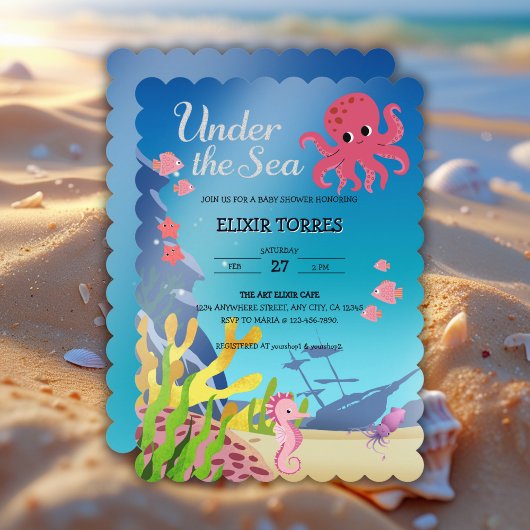 Wrack unter der Sea Baby Shower Einladung