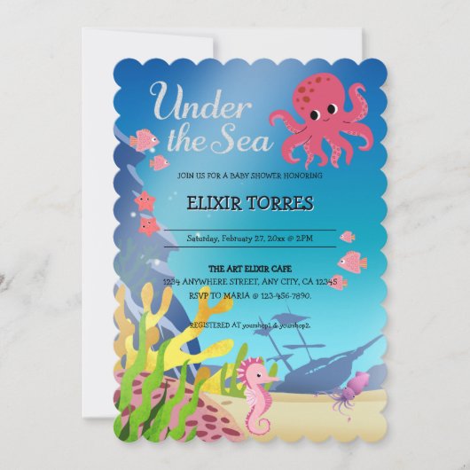 Wrack unter der Sea Baby Shower Einladung (Vorderseite)