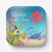 Wrack unter der Sea Baby Shower Pappteller (Vorderseite)