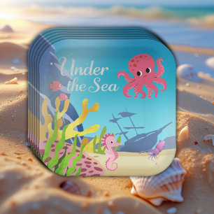Wrack unter der Sea Baby Shower Pappteller