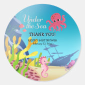 Wrack unter der Sea Baby Shower Runder Aufkleber (Vorderseite)