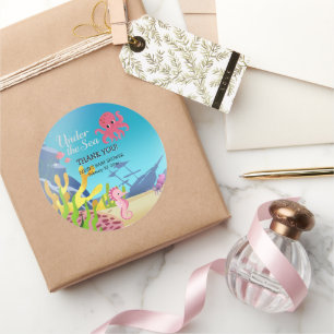 Wrack unter der Sea Baby Shower Runder Aufkleber
