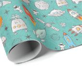 Wrackpapier für Weltraumraketen Geschenkpapier (Rolleneckpunkt)