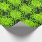 Wrackpapier, grünes Spiralmuster Geschenkpapier (Ecke)