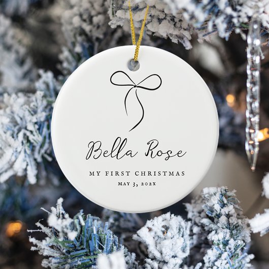 Wrackvoll mit Liebe Black Bow erste Weihnachtsfeie Keramik Ornament