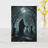 Wraith im Friedhof Halloween Karte (Gelbe Blume)