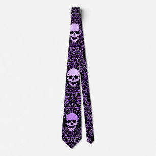 Wraithe Vintage Lila Gothic Schädel Gentleman's Krawatte
