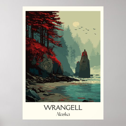 Wrangell Alaska Küstenwald Felsen Poster (Vorne)