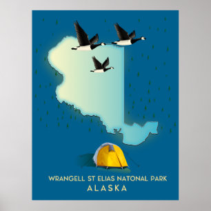 wrangell st elias Alaska Karte Poster