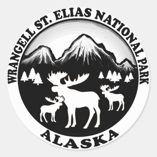 Wrangell St. Elias Nat Park Alaska Elche Kreis Runder Aufkleber (Vorderseite)