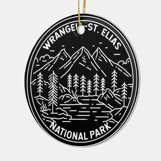 Wrangell St Elias Nationalpark Alaska Monoline Keramik Ornament (Links)