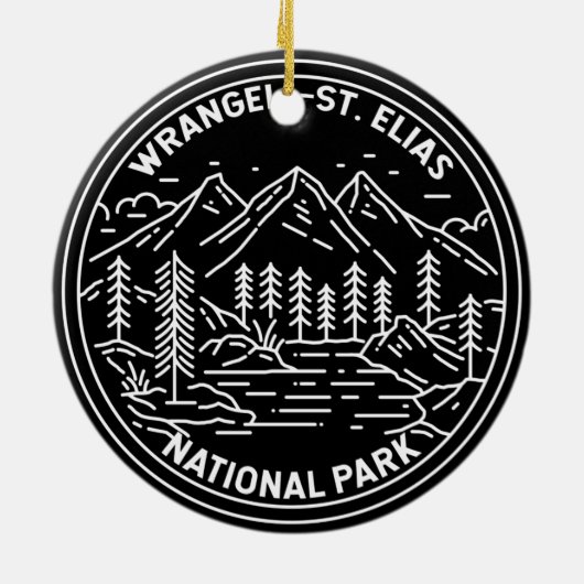 Wrangell St Elias Nationalpark Alaska Monoline Keramik Ornament (Hinten)