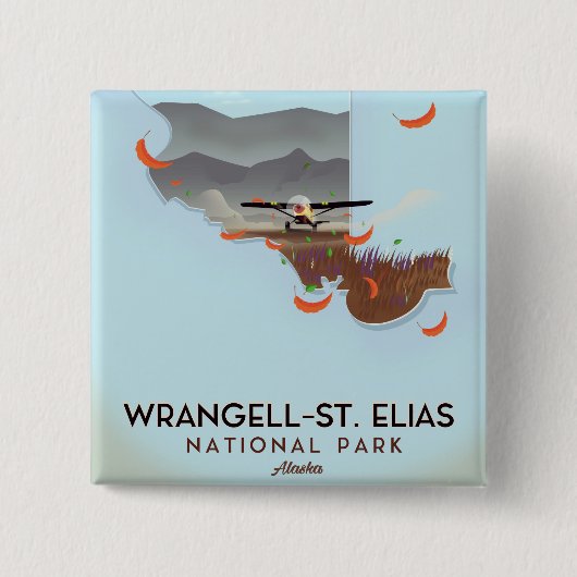Wrangell-St. Elias Nationalpark Alaska Plakat Button (Vorderseite)