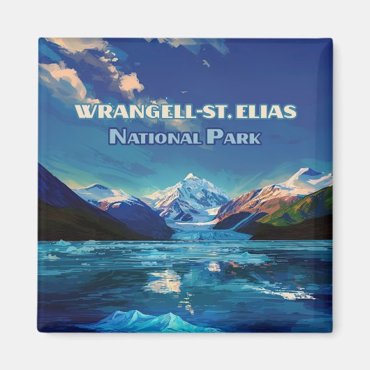Wrangell St. Elias Nationalpark Alaska Retro Card Magnet (Vorne)