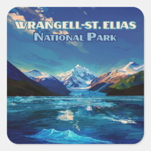 Wrangell St. Elias Nationalpark Alaska Vintage Quadratischer Aufkleber