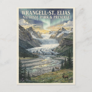 Wrangell–St. Elias Nationalpark im Vintage-Stil Postkarte