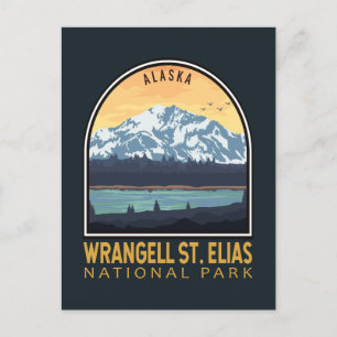Wrangell St Elias Nationalpark Vintages Emblem Postkarte