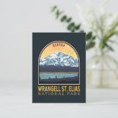 Wrangell St Elias Nationalpark Vintages Emblem Postkarte (Stehend Vorderseite)