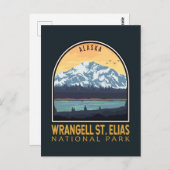 Wrangell St Elias Nationalpark Vintages Emblem Postkarte (Vorne/Hinten)