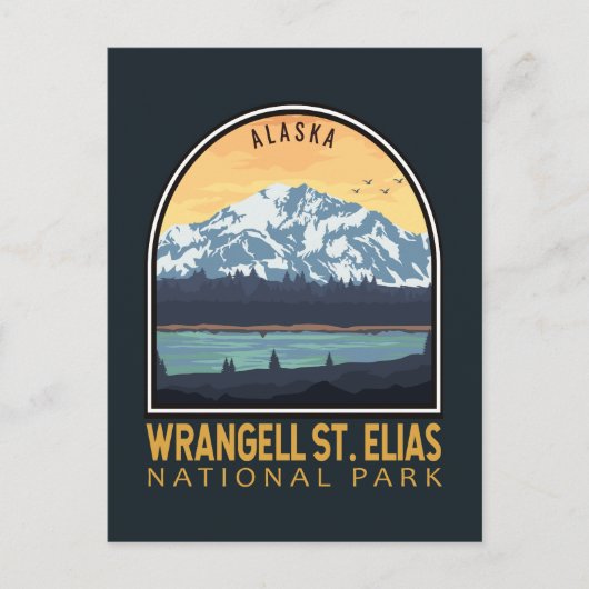 Wrangell St Elias Nationalpark Vintages Emblem Postkarte (Vorderseite)