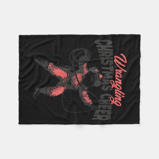 Wrangling Christmas Cheer Funny Cowboy Santa Weste Fleecedecke (Vorderseite (Horizontal))