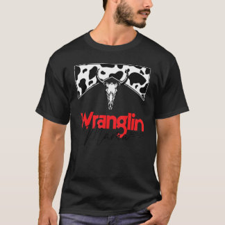 Wrangling Mama Bull Skull Leopard Western Mother T-Shirt