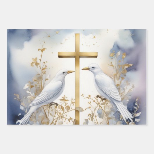 Wrap des Heiligen Geistes, Taube und Kreuz Geschenkpapier Set (Vorderseite)