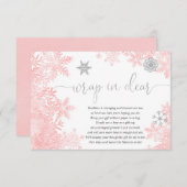 Wrap in klarem Pink Silber Schneeflocke Babydusche Begleitkarte (Vorne/Hinten)