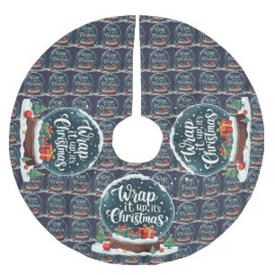 Wrap It Up Es Ist Weihnachten Schneekugel-Design Polyester Weihnachtsbaumdecke