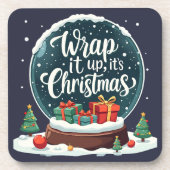 Wrap It Up It’s Christmas Snow Globe Design Getränkeuntersetzer (Vorderseite)
