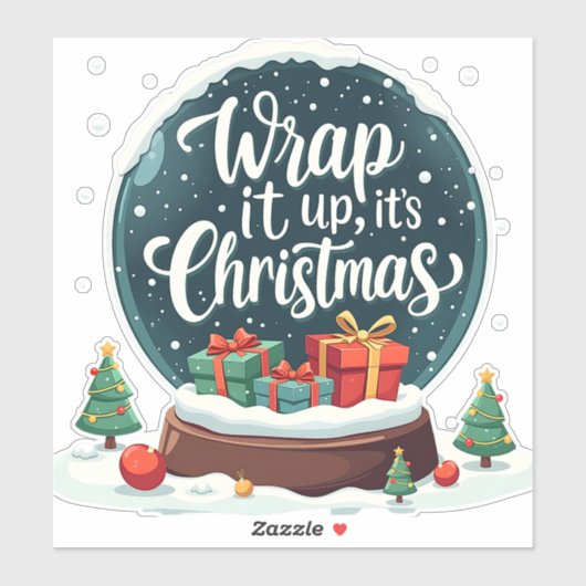 Wrap It Up It's Christmas Snow Globe Design Aufkleber (Blatt)