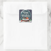 Wrap It Up It's Christmas Snow Globe Design Quadratischer Aufkleber (Tasche)
