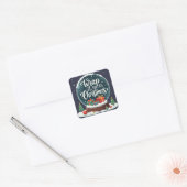 Wrap It Up It's Christmas Snow Globe Design Quadratischer Aufkleber (Umschlag)