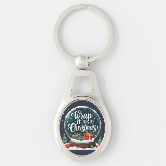 Wrap It Up It's Christmas Snow Globe Design Schlüsselanhänger (Vorderseite)