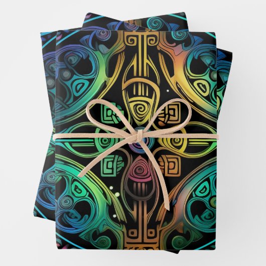 Wrap with Wow: Abstraktes Grafikdesign Geschenkpapier Set (Beispiel)