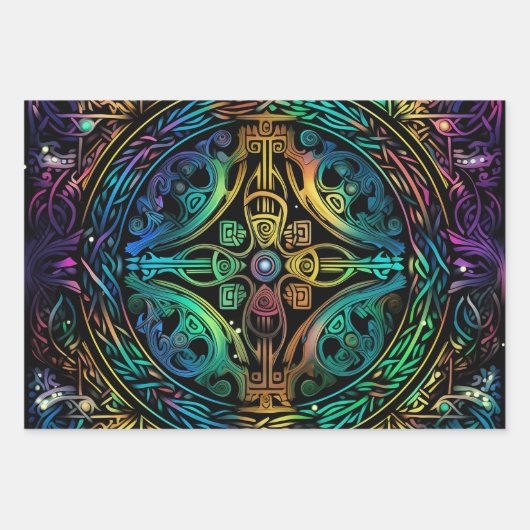 Wrap with Wow: Abstraktes Grafikdesign Geschenkpapier Set (Vorderseite)