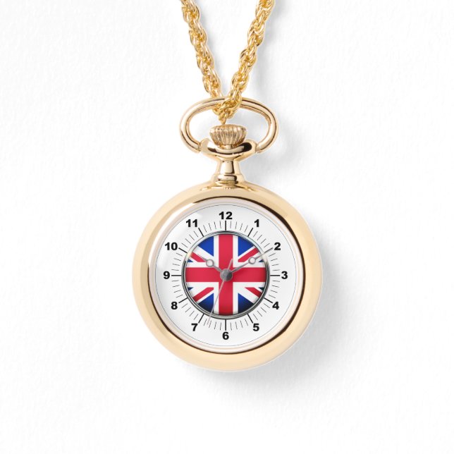 Wraparound Gold Watch für die britische Flagge Armbanduhr (Vorderseite)