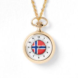 Wraparound Gold Watch für die Flagge Norwegens Armbanduhr