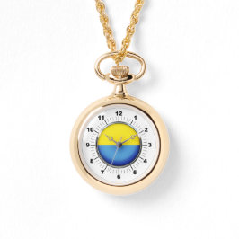 Wraparound Gold Watch in der Ukraine-Flagge Armbanduhr