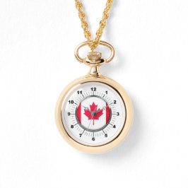 Wraparound Gold Watch in Kanada Flag Armbanduhr