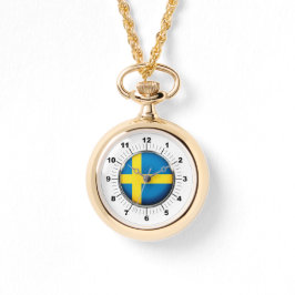 Wraparound Gold Watch in Schweden Flaggen Armbanduhr