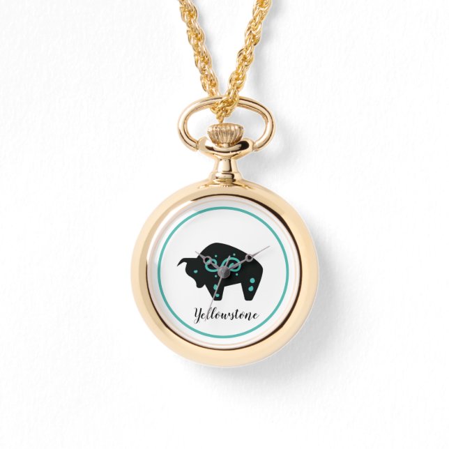 Wraparound Gold Watch-Yellowstone Buffalo Armbanduhr (Vorderseite)